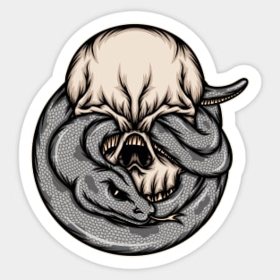 Skull with snake illustration Sticker